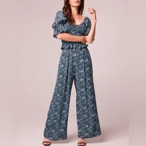 NWT Band of Gypsies Blue Floral Wide Leg Pants